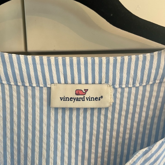 VV Seersucker Dress w/Flutter Sleeves - Picture 2 of 4